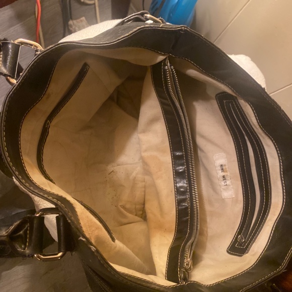 NINE WEST  BLACK LEATHER SHOULDER BAG - Picture 2 of 6